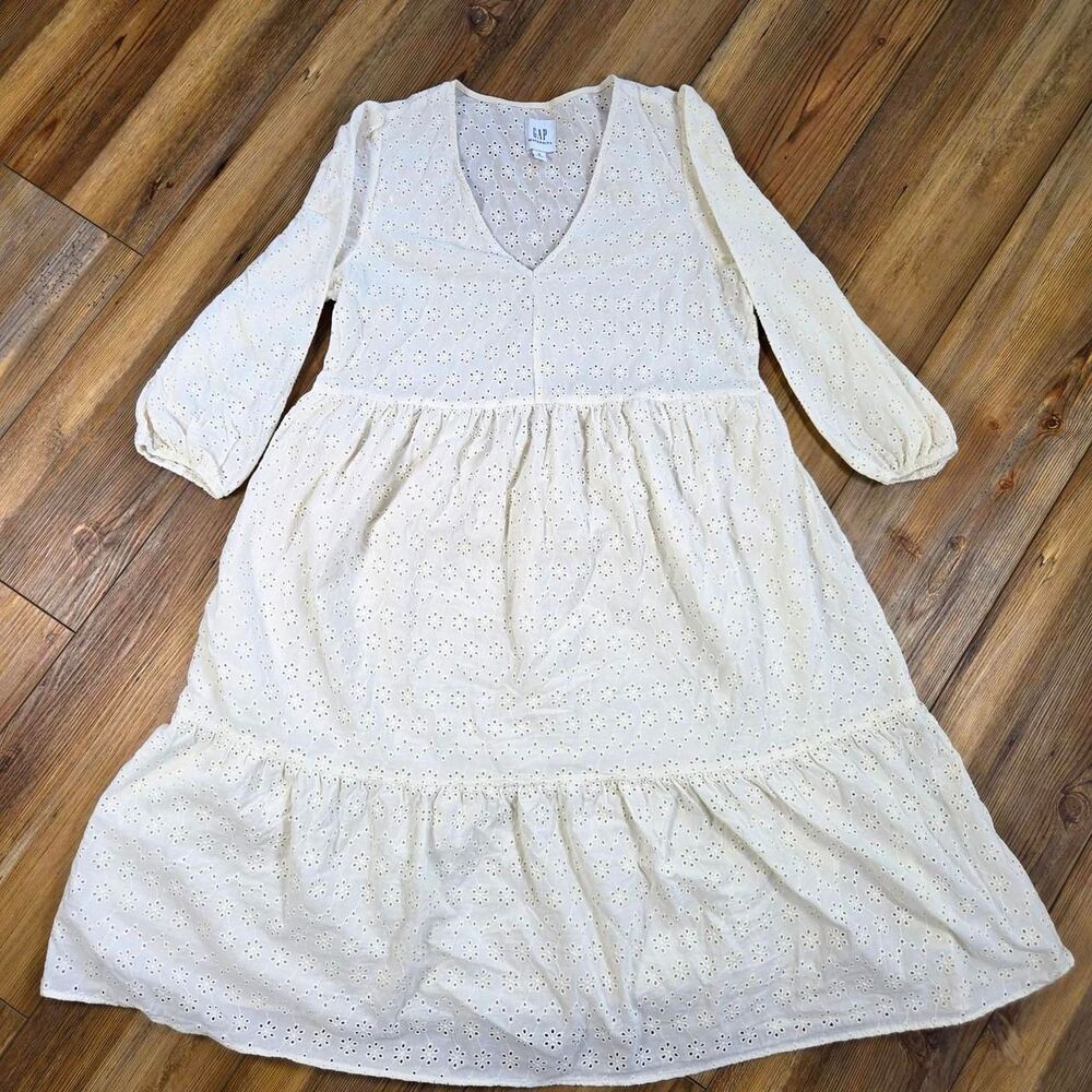 Gap Maternity Eyelet Tiered Mini Dress